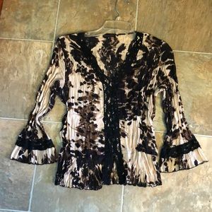 🌼Brown & Cream Animal Print Crumple Blouse🌼